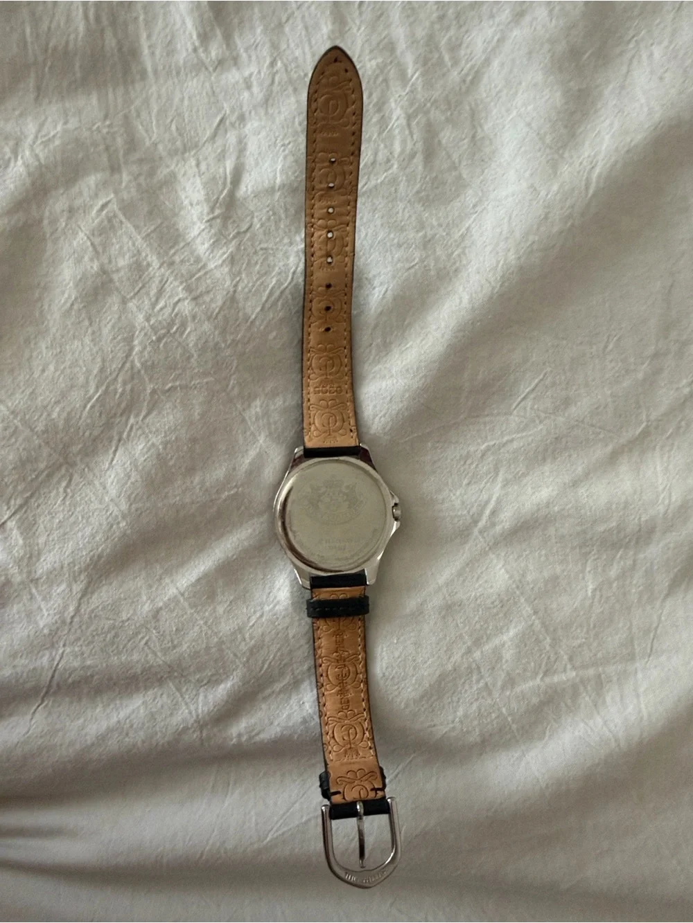 Juicy Couture Black Leather Strap Watch with Silver-Tone Case